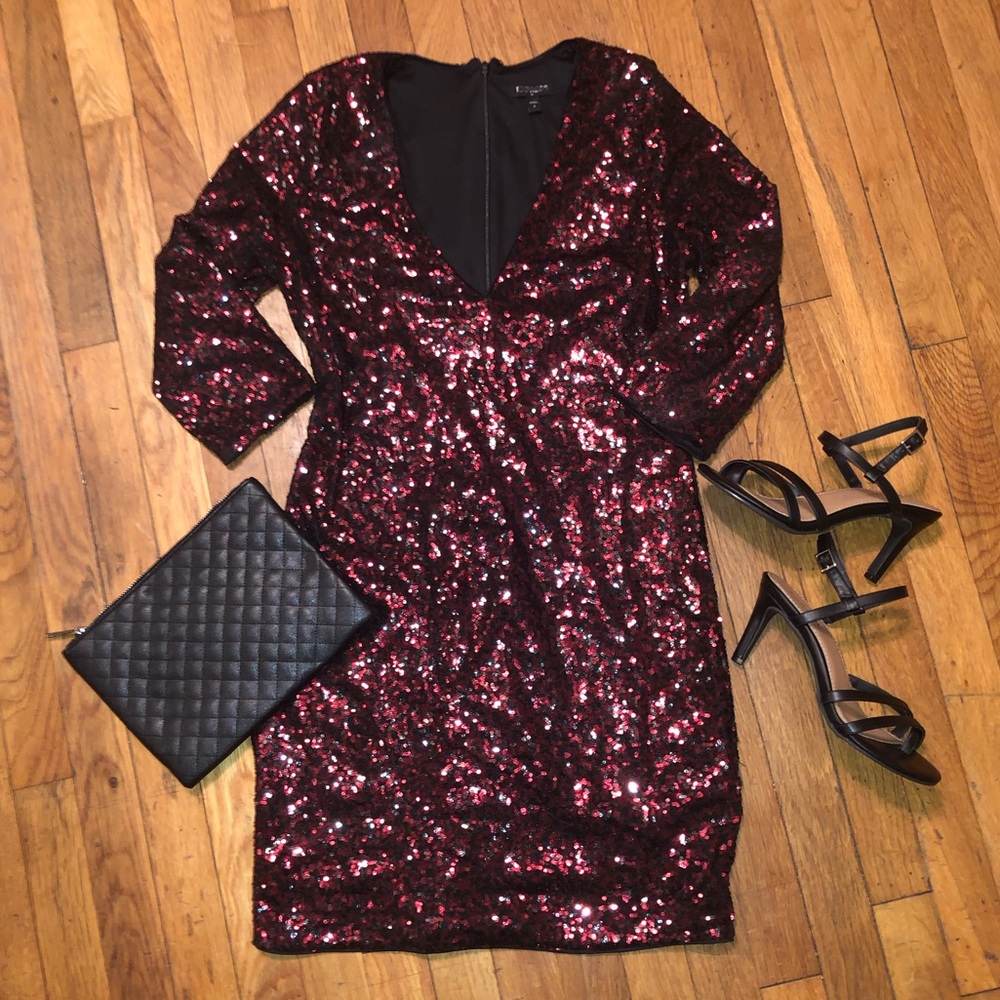 Burgundy Express Sequins Dress